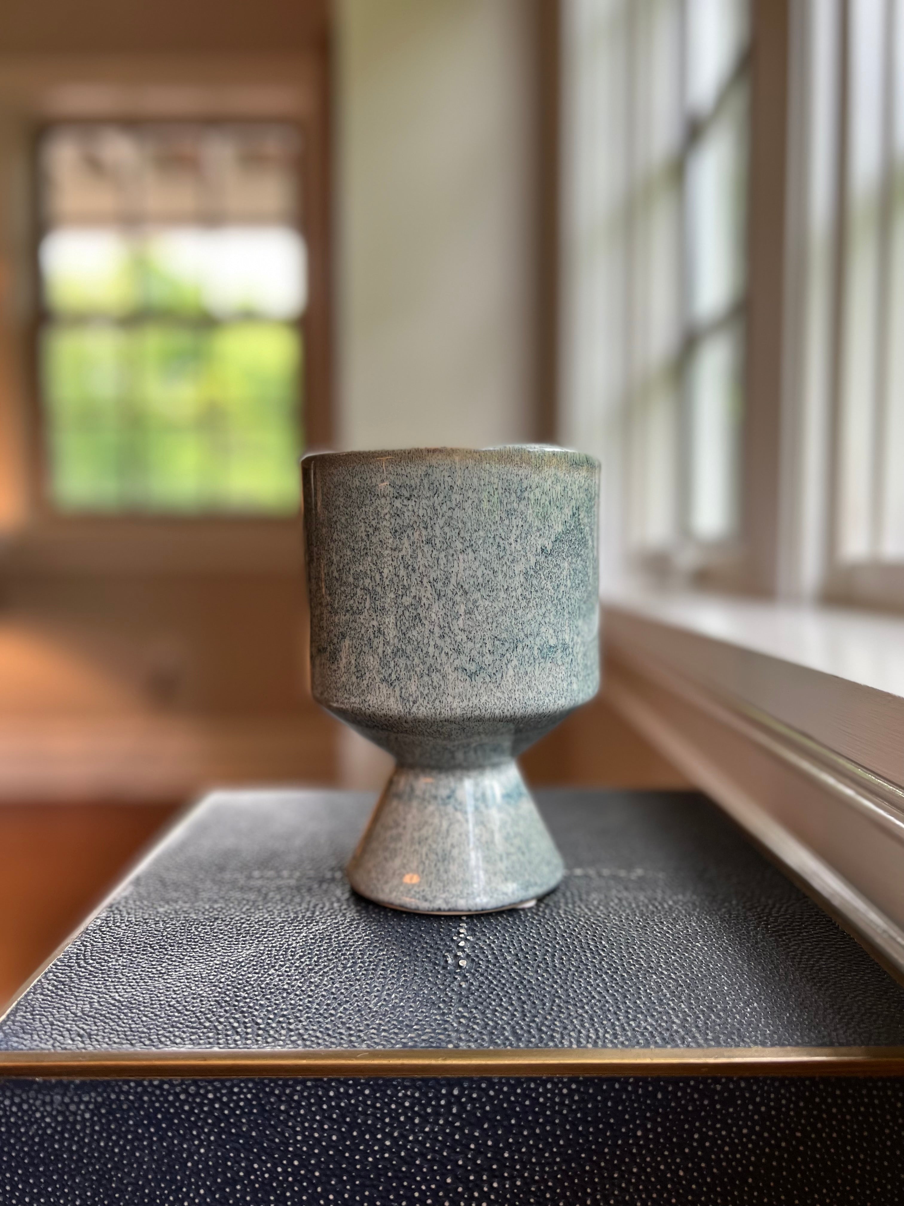 Earthy Blue Gray Ceramic Vase