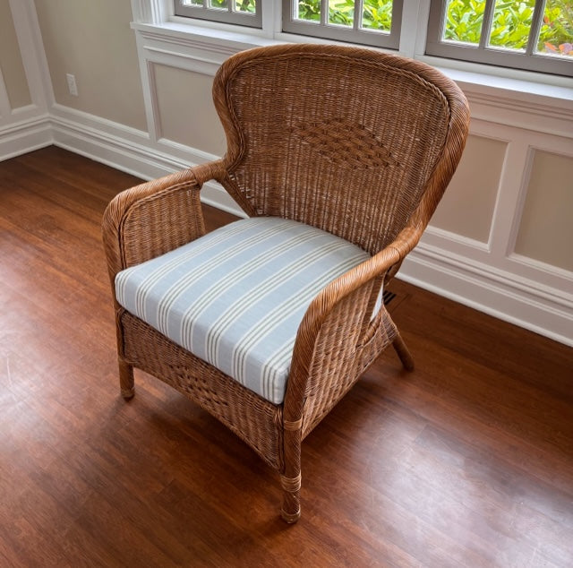 Mid Century Reimagined Wicker Wingback Chair