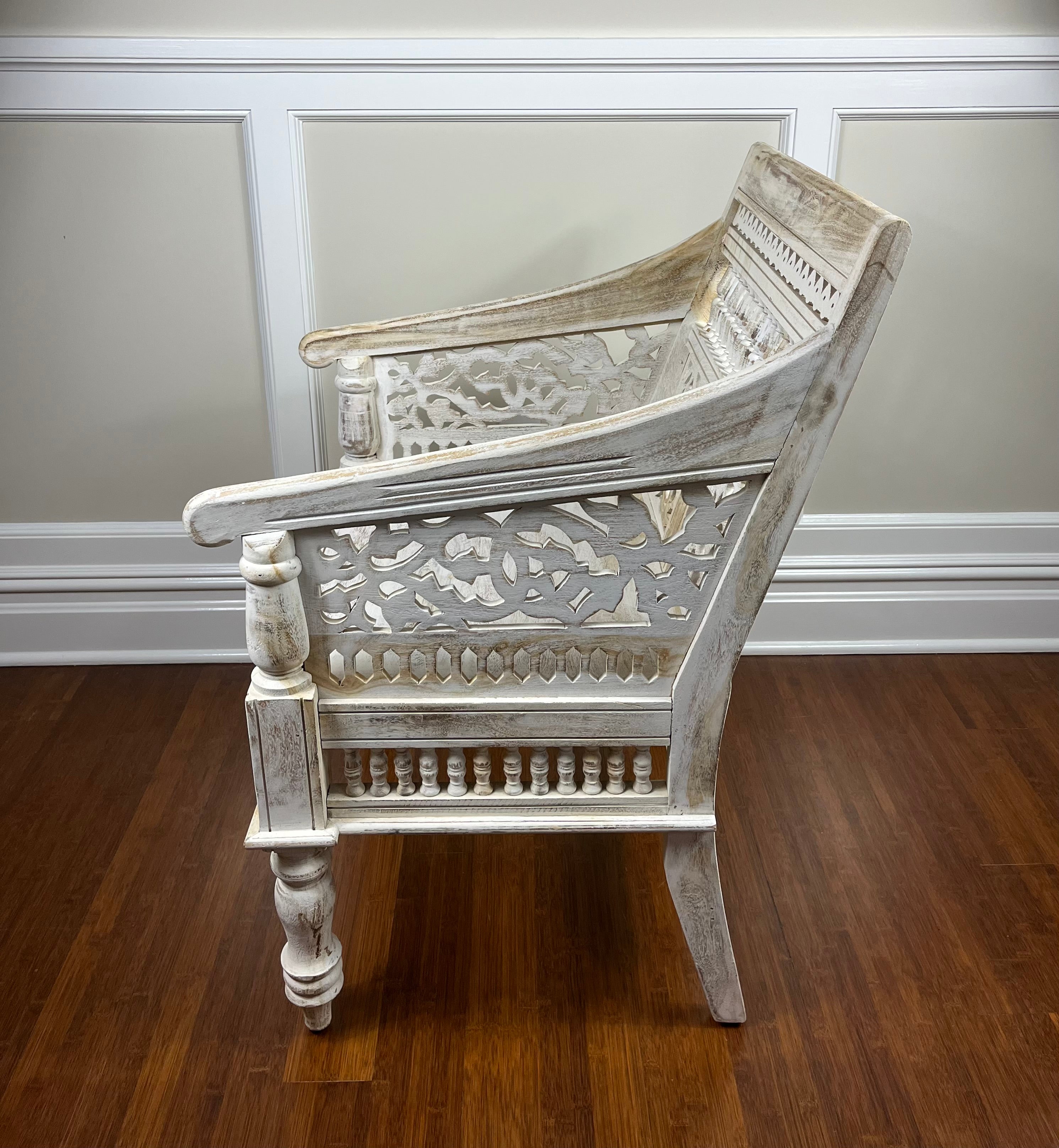 Intricately Carved East Asian Arm Chair