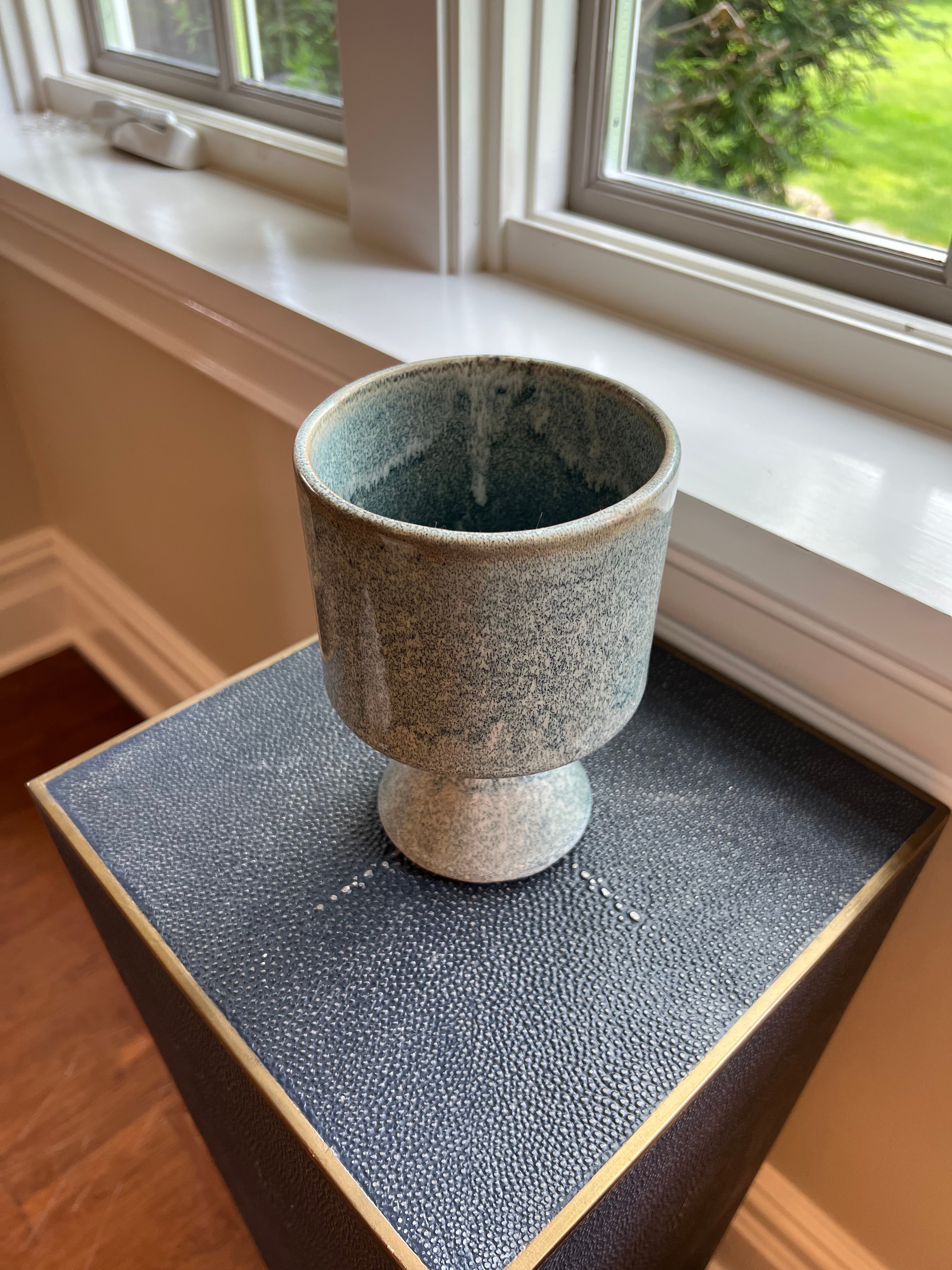 Earthy Blue Gray Ceramic Vase