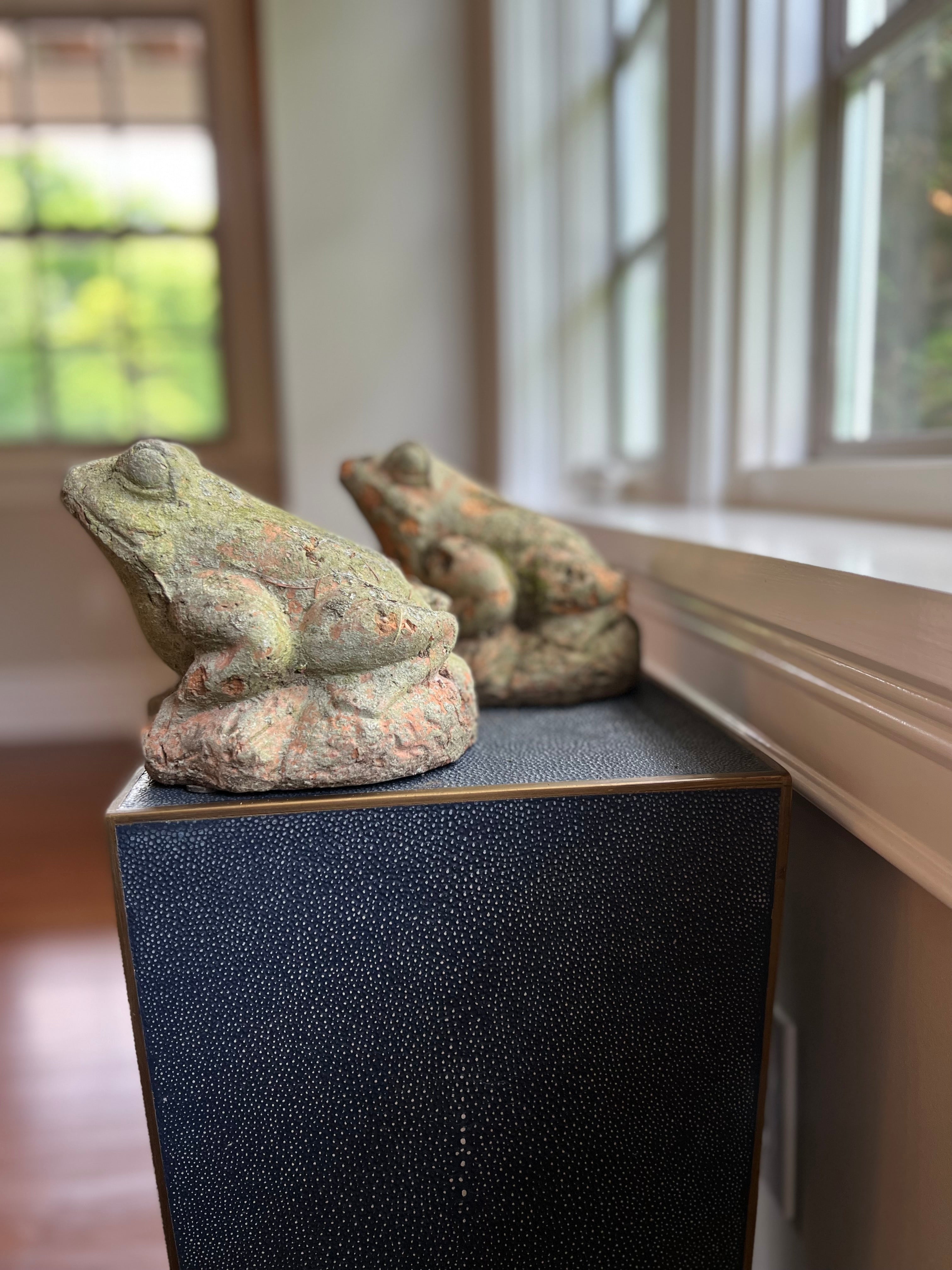 Vintage, beautifully aged statuary frogs