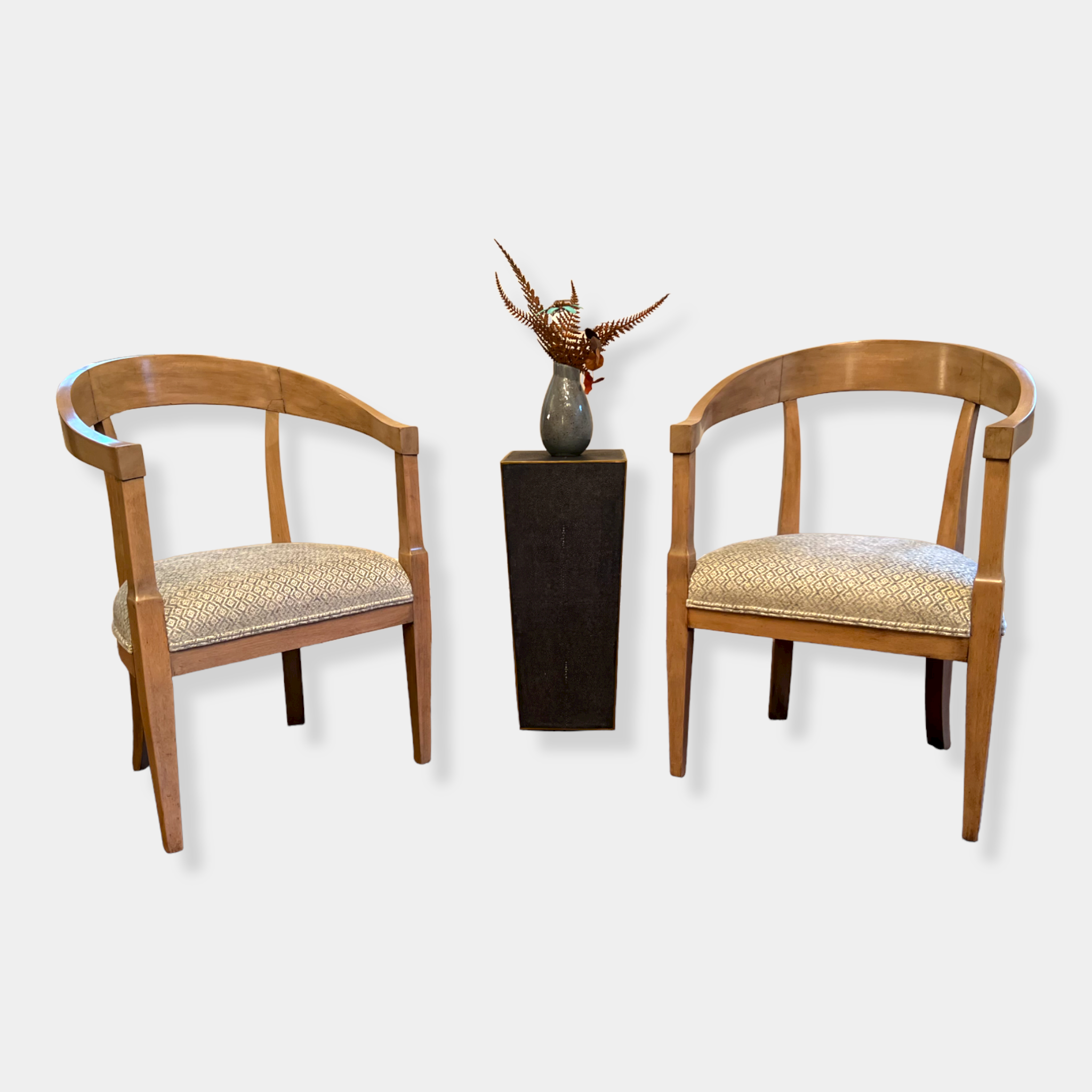 Reimagined Pair of Mid Century Accent Chairs