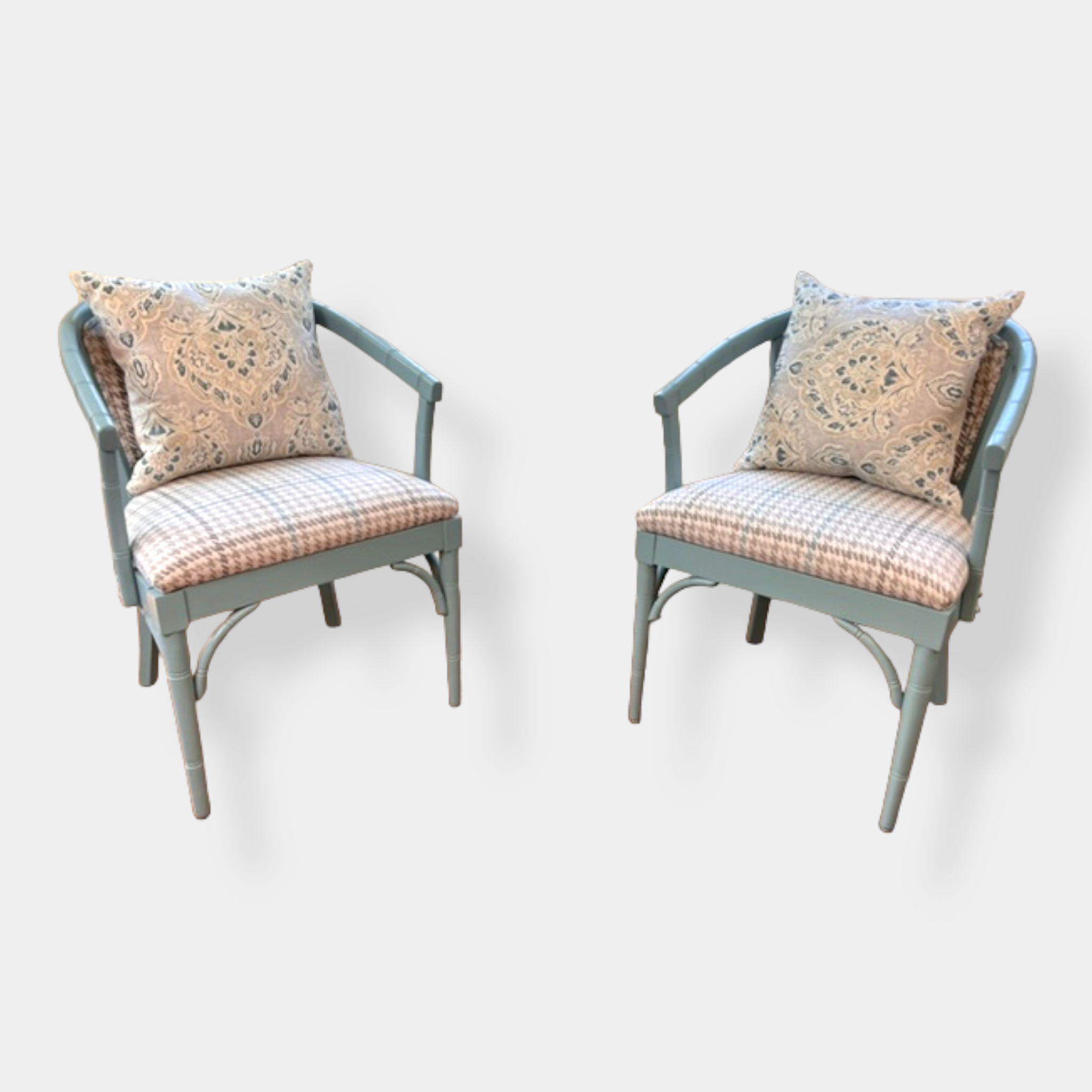 Reimagined Faux Bamboo Antique Accent Chairs