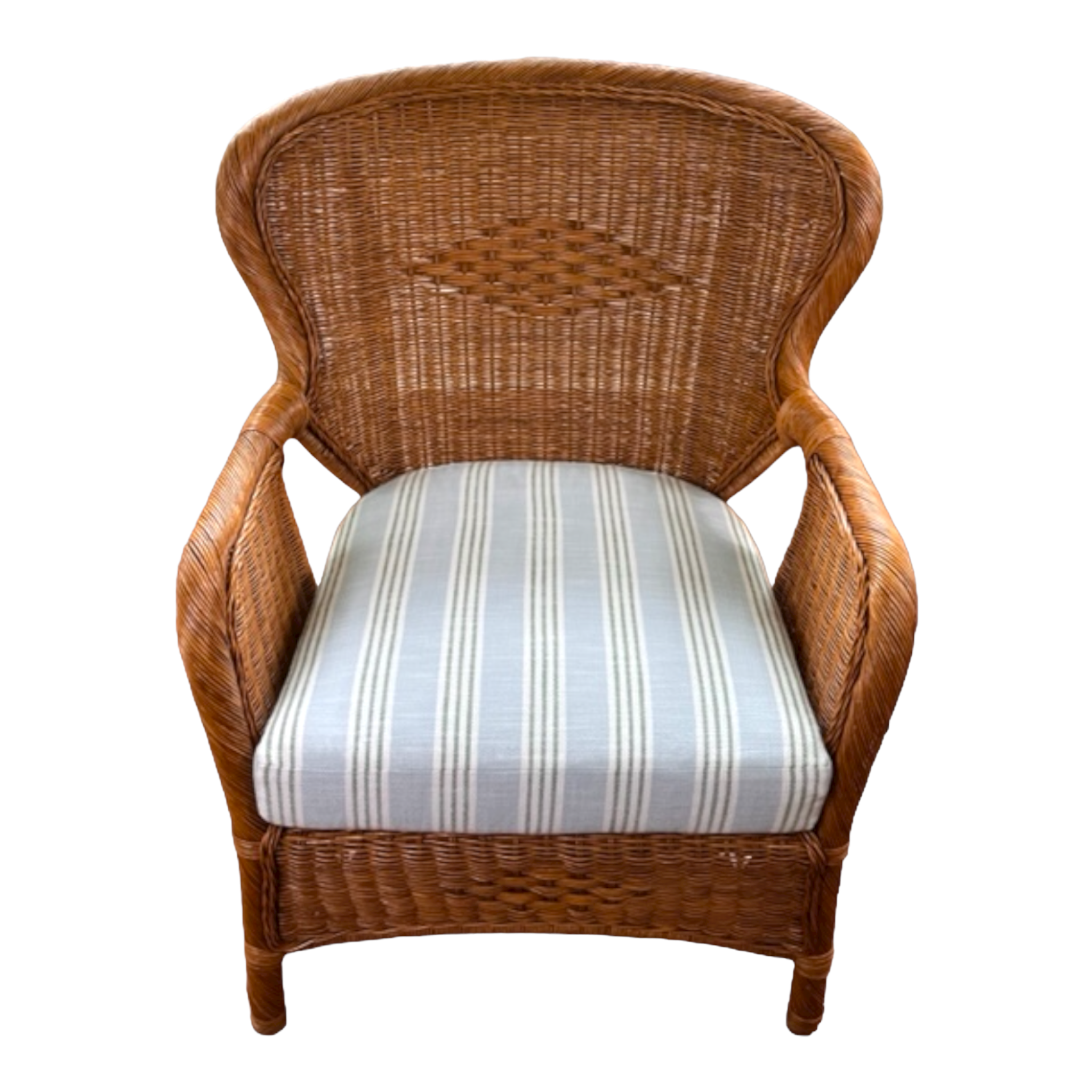 Mid Century Reimagined Wicker Wingback Chair