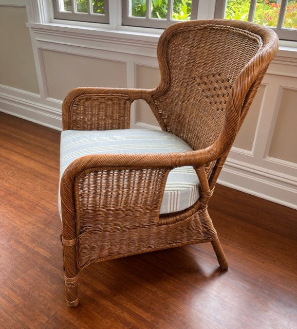 Mid Century Reimagined Wicker Wingback Chair