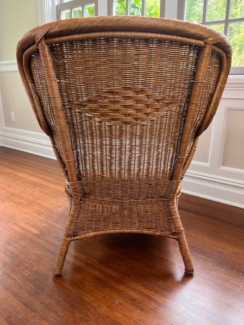 Mid Century Reimagined Wicker Wingback Chair