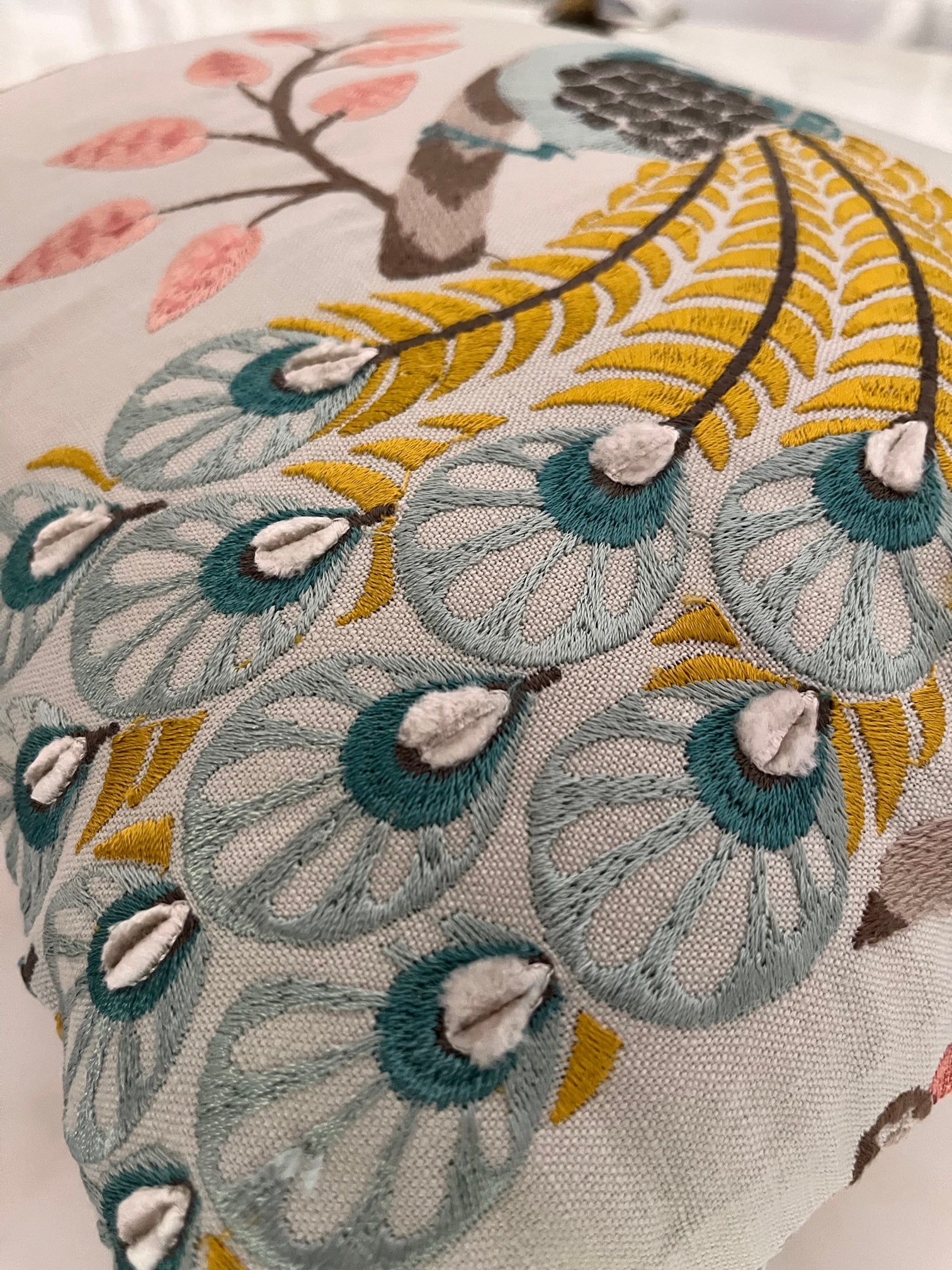 Trace Inspired Statement Peacock Pillow - Jane Churchill!