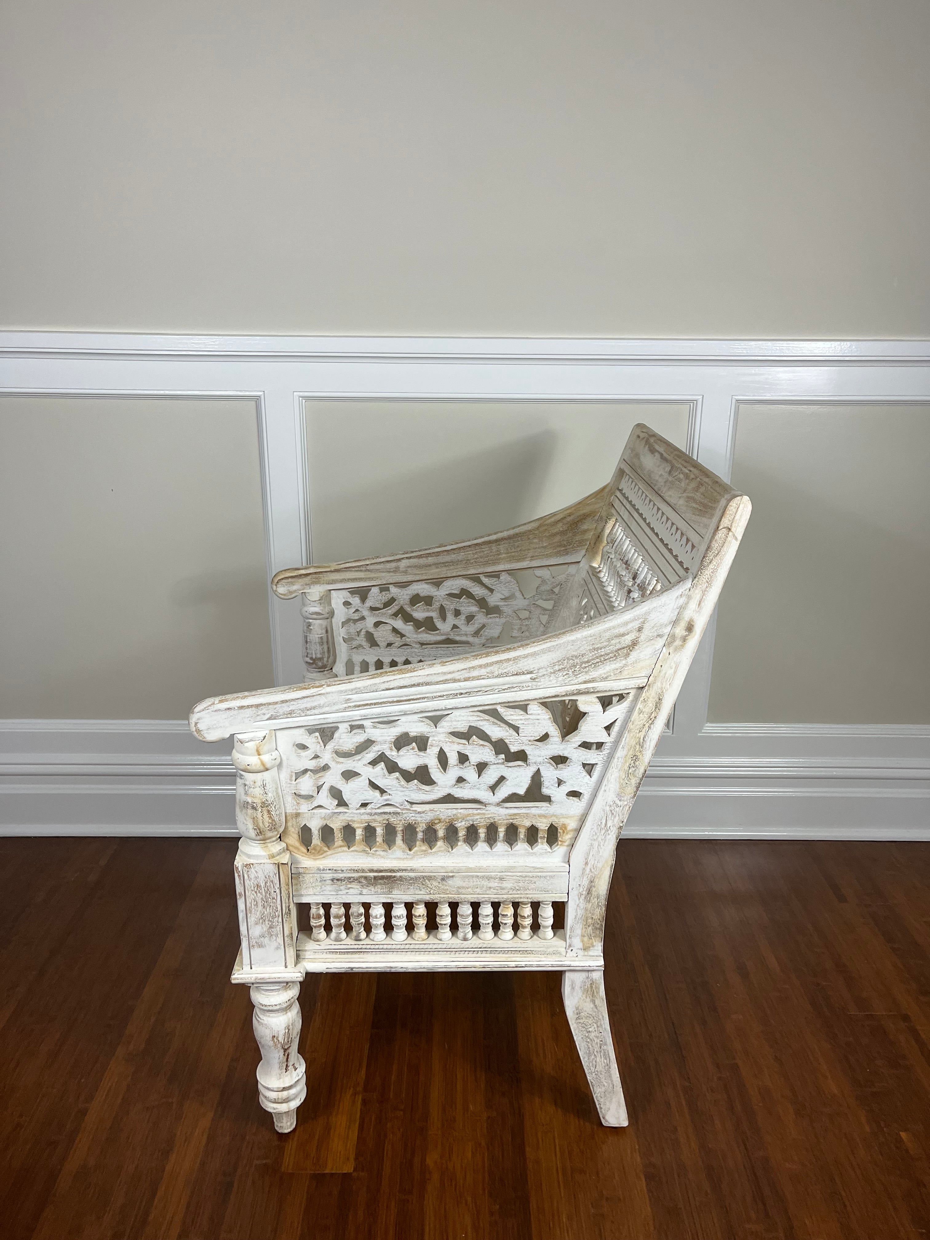 Intricately Carved East Asian Arm Chair