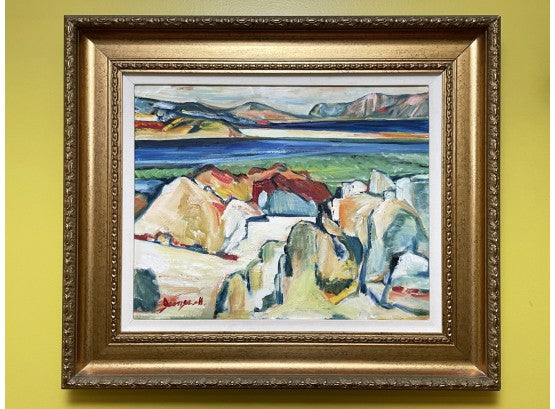 Mid-Century Coastal Oil Painting