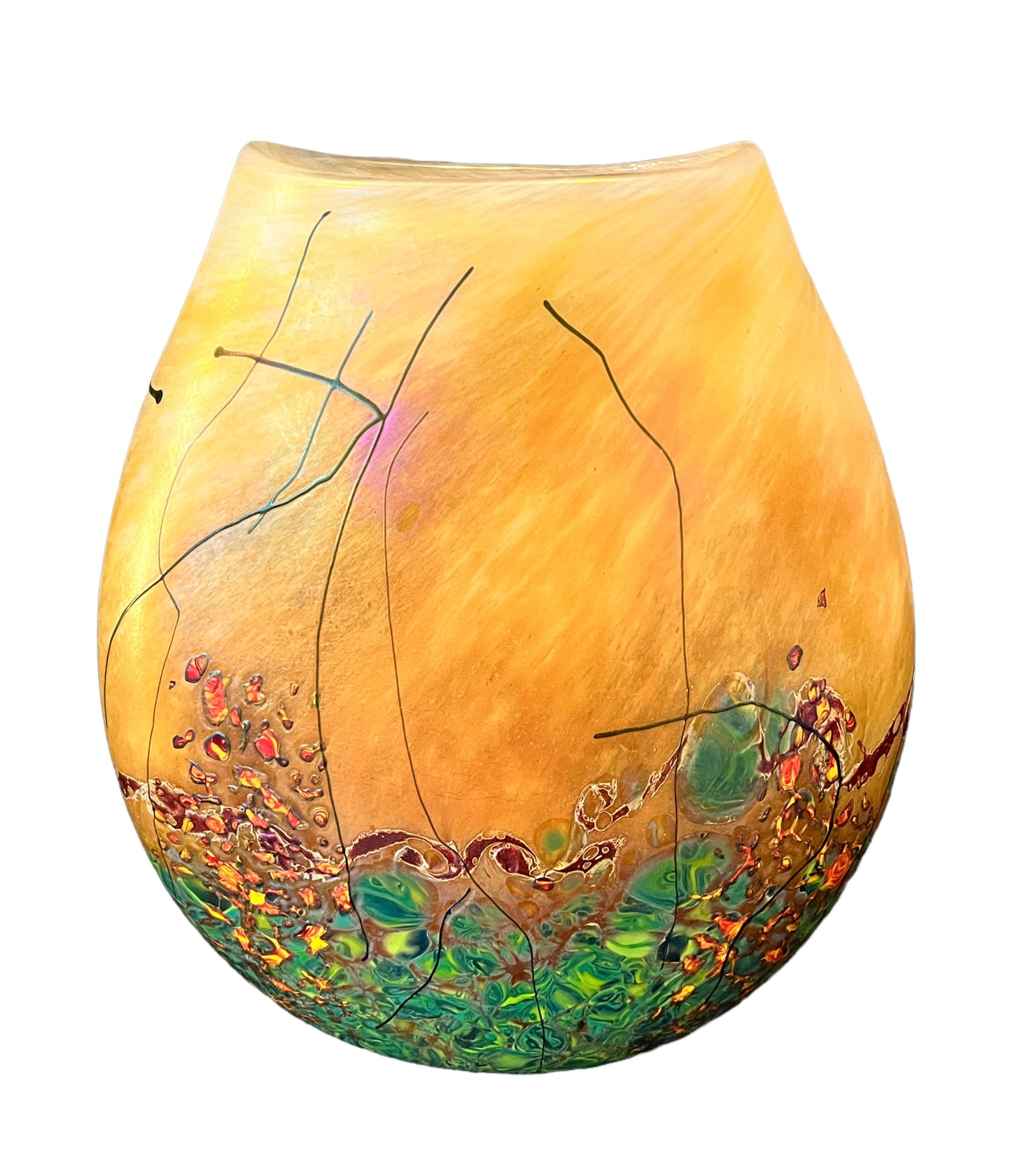 Yellow and green designed vase