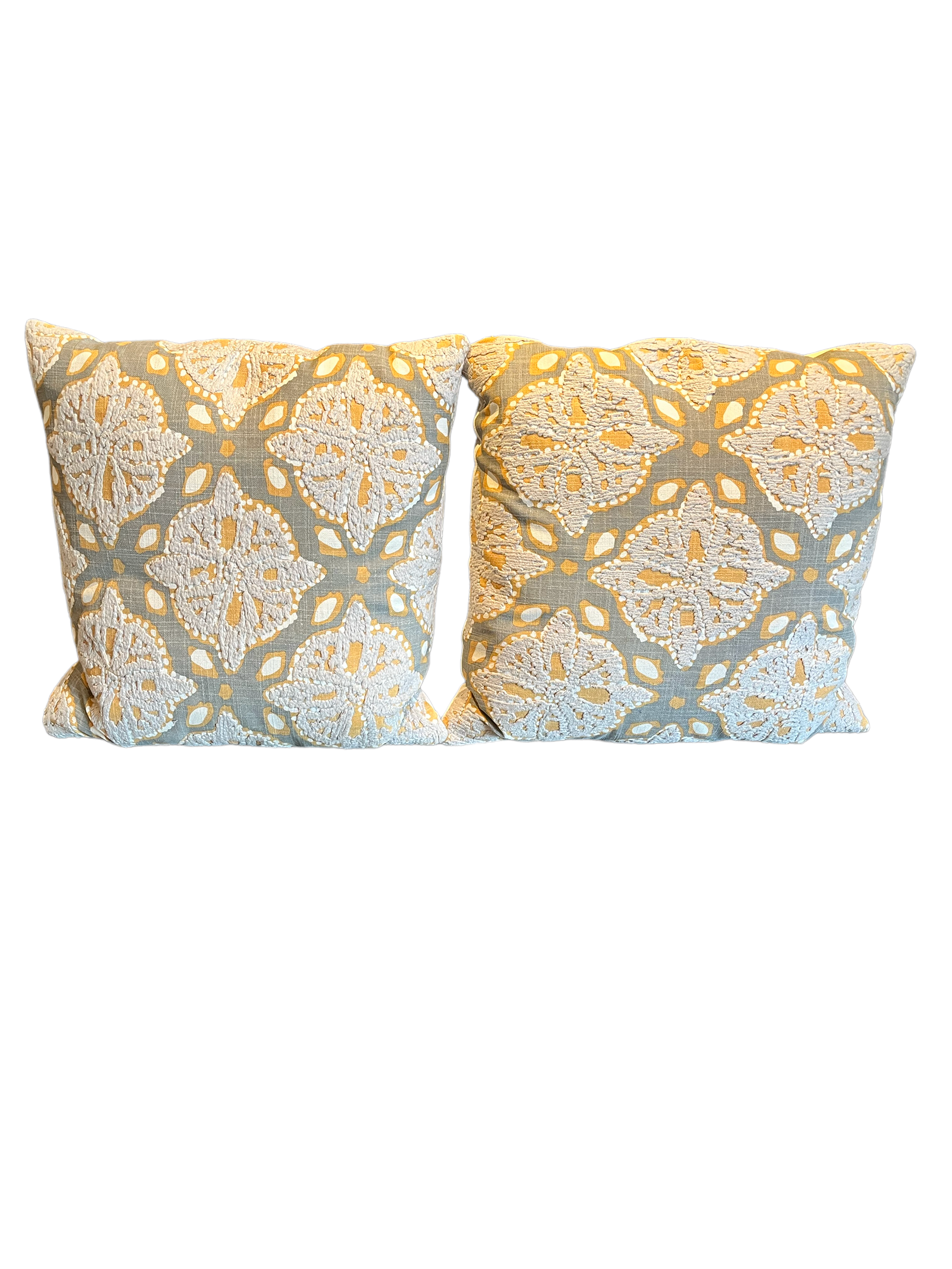 Set of grey/yellow pillows